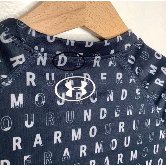 Under Armour Blue Gray White Spellout Logo Short Sleeve Athletic Tee Medium - Picture 7 of 7